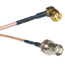 RG316 RP-SMA MALE ANGLE to BNC FEMALE SM BULKHEAD RF Cable Rapid-SHIP LOT
