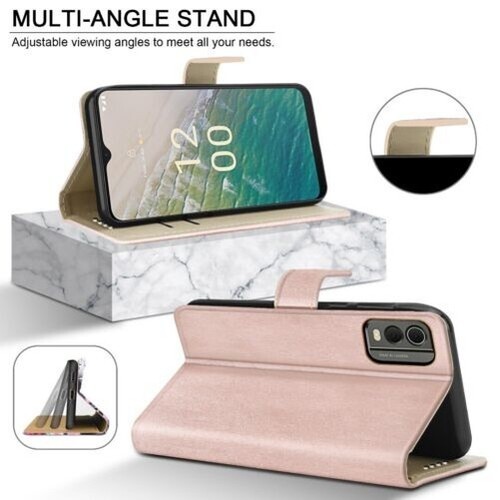 For Nokia C32 Case Slim Leather Wallet Stand Phone Cover + Screen Tempered Glass - Picture 10 of 21