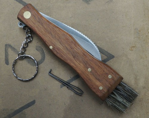 Pilzmesser Spugnola Schwammerlmesser mit Nylonetui Holzgriff Pinzette Slipjoint - Bild 3 von 9