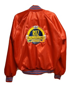 Vintage Nabisco Ritz Crackers Jukebox Red Satin Jacket Men's XL 3 Strikes NY USA