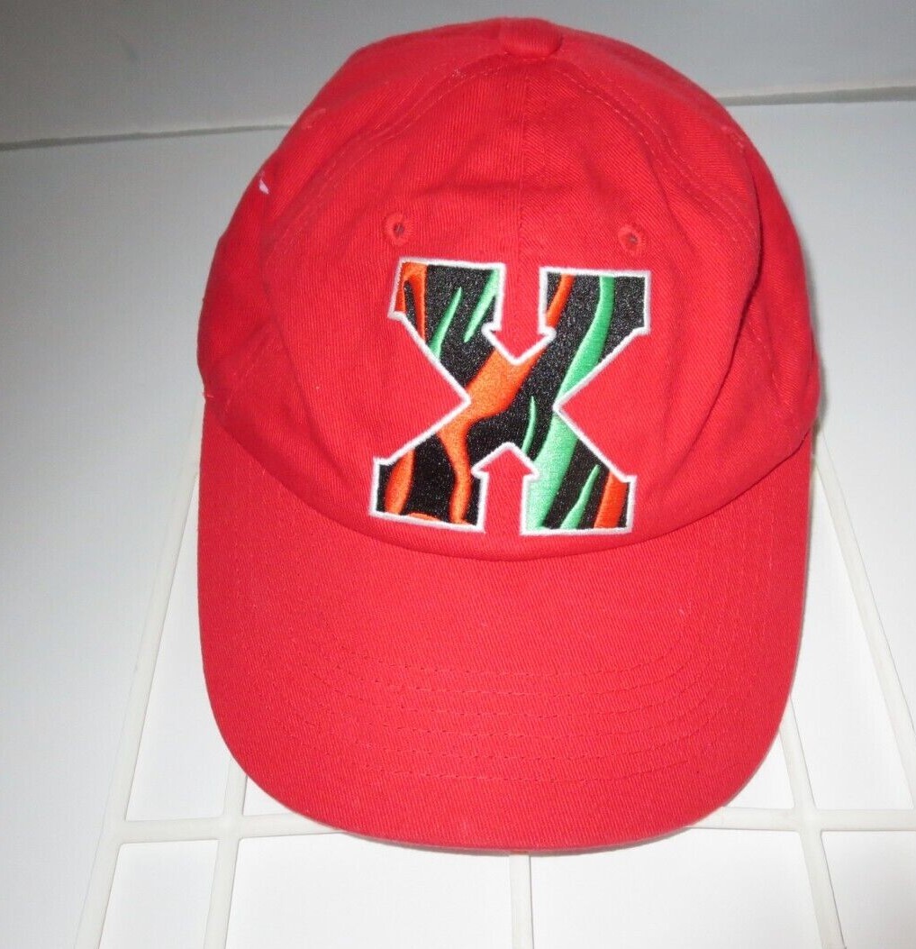 Baseball Cap Embroidered Multi Colored X Logo Adjustable Back  Red Vintage-image