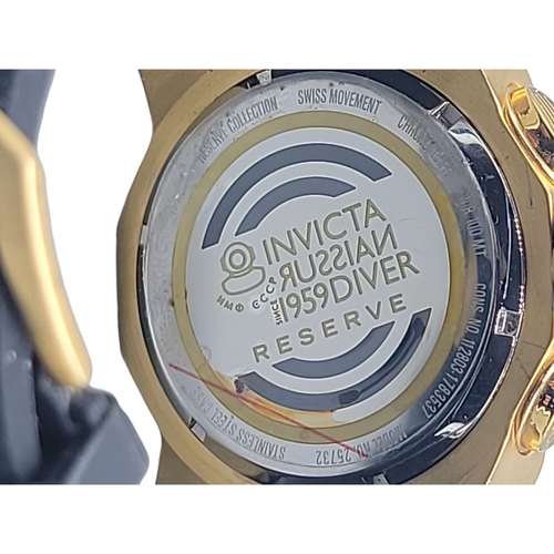 Invicta Men's Russian Diver Watch 8.5" Black Silicone 55mm 25732 Day Window - Picture 7 of 18