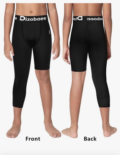 Boys Compression Leggings One Leg 3/4 for Sports Kids Basketball - Picture 5 of 8
