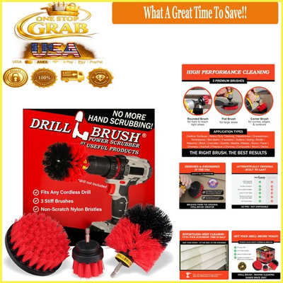 #ad Heavy Duty Power Scrubber Brush Kit for Concrete Brick Stone Siding Outdoor $50.23