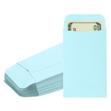 Money Envelope, 50 Pcs 3.5" x 2.2" Cash Holder for Checks Coins, Light Blue