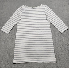 Orvis Womens Extra Small Dress Gray White Striped 3/4 Sleeve Shift