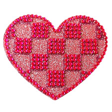 2-inch Rhinestone  Glitter Pink Heart Adhesive Gem/Sticker, Embellishment/Bling
