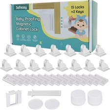 15 Pack Magnetic Cabinet Locks Baby Proofing - Child Safety Latches for Cabin...