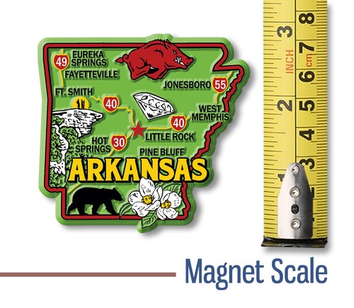 Arkansas Colorful State Magnet by Classic Magnets, 3" x 2.8" - Picture 2 of 4