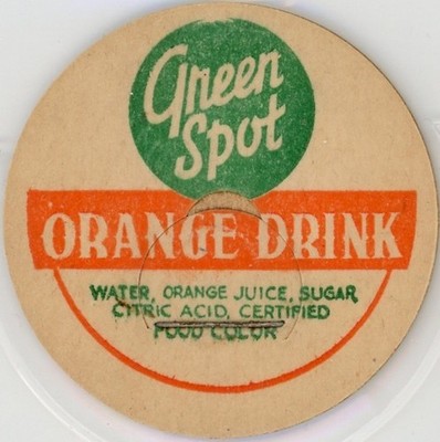 Milk Bottle Cap - Green Spot - ORANGE DRINK - generic cap - orange & green