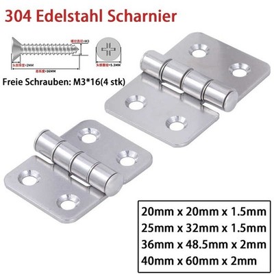 304 Stainless Steel Hinge For Window Door Cabinet Cupboard 20/25/36/40mm Length