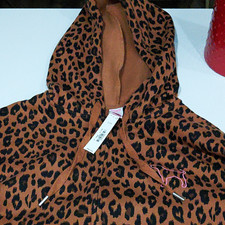 PINK Victoria's Secret Leopard Animal Print Logo Drawstring Hoodie Women's L