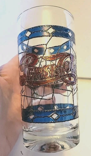 Vintage 1970’s Pepsi-Cola Tiffany Style Stained Glass Collectible Glass
