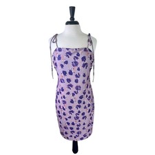 Nordstrom OPEN EDIT Tie Shoulder Mini Dress Purple-Pink Ash Blur Floral Sz XL