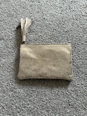Gold Metallic Cracked Leather Clutch/Pouch - Image 1 of 3