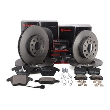 Produktbild - BREMBO Bremsscheiben Beläge Sensor für VW GOLF 5 6 A3 8P LEON 1P vorne + hinten