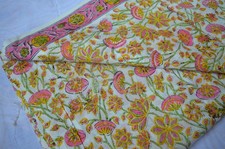Hand Block Floral Print 3 Yard Fabric 100 Cotton NO TARRIF CHARGES 100 ZK 151