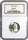 1954-S WASHINGTON Silver Quarter NGC MS 66