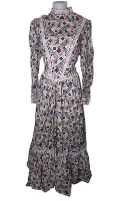 Vtg 80s Womens Handmade Colonial Patchwork Lace Prairie Peasant Maxi Dress Sz 1X