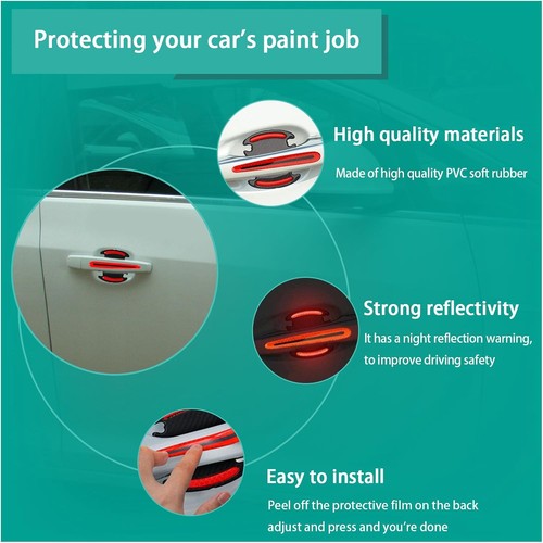 8Piece Car Handle Protector Reflective Stickers, Universa Size: 8PCSColor: Red - Picture 3 of 6