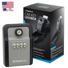 FleetBold Car Key Lock Box – Window Mount, Emergency Key, 4-Digit Code, for Turo
