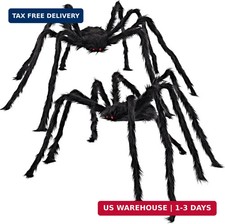 2 Pack 5 Ft Halloween Outdoor Decorations Hairy Black Spider, Scary Giant Spider