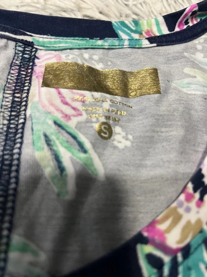 Lilly Pulitzer Dress Small Navy Blue Raylee Tank Inky Peanut Gallery Elephant - Image 4 of 4