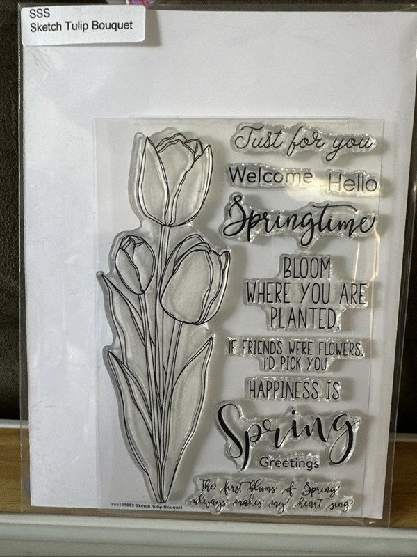 NEW REPACKAGED - Simon Says Stamp Sketch Tulip Bouquet With Die