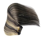 Weft Human Hair Extensions Weave Sew in Remy Real Hair Balayage 1B/613 16in 50g — photo 2