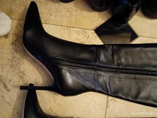 Jennifer Chamandi Black LEATHER Stileto KNEE HIGH  SZ 10 NEW- LEFT SHOE ONLY(2)