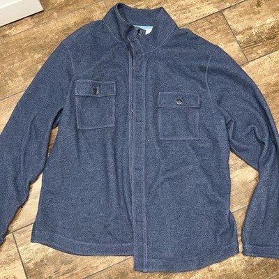 Tommy Bahama Montserrat CPO Shirt Jacket Mens XL Heather Blue Buttoned Sweater