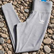 Image of Adidas Originals Leggings XS Grey High Rise Full Length Tight Fit Womens