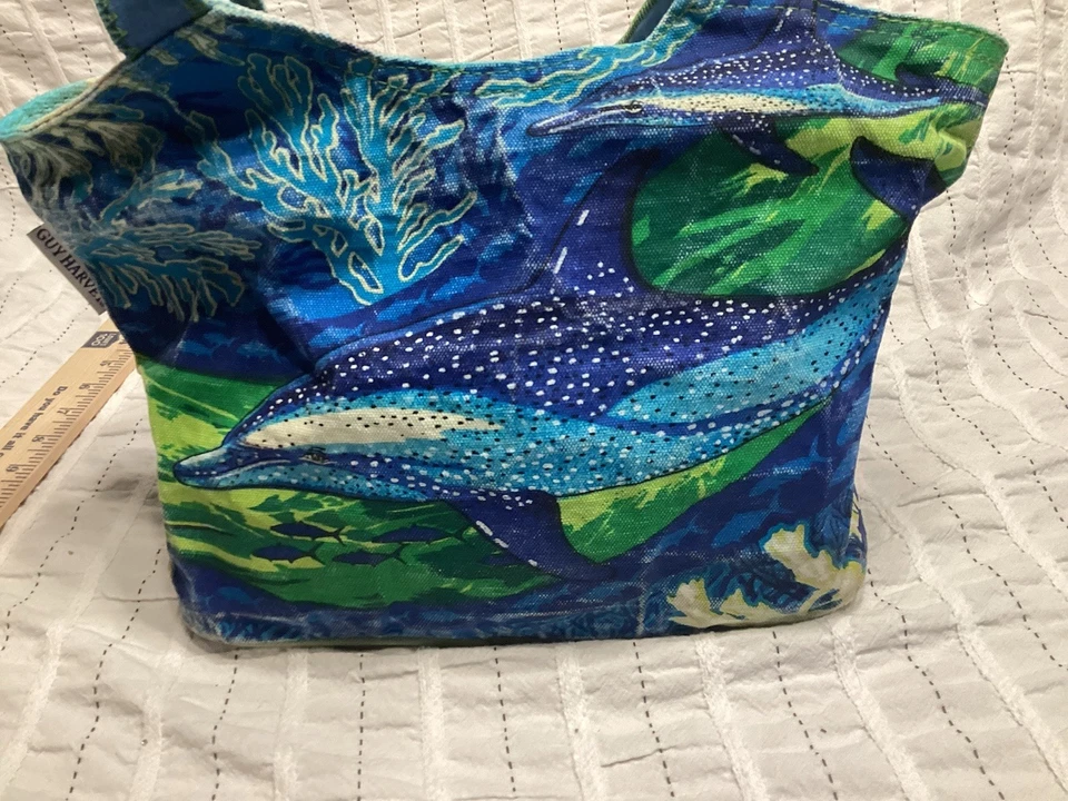 GUY HARVEY Bolso/Cartera Delfín Crucero Playa Vacaciones Ropa Azul/Verde Foto 3 de 4