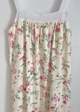 Charter Club Womens Cotton Sleeveless Floral LaceTrim Nightgown Sz Small Pockets