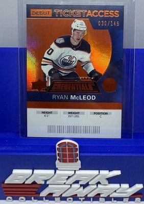 2021-22 Credentials - 2020-21 Debut Ticket Access Ryan McLeod #99 Orange /149