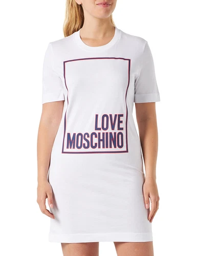 Love Moschino Manica Corta T Shape Regular Fit Dres Dress Bianco 50 Donna44