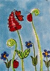 ACEO ‘Business As Usual’ Original Miniature Painting By PJR Flowers Lady Bugs — photo 1