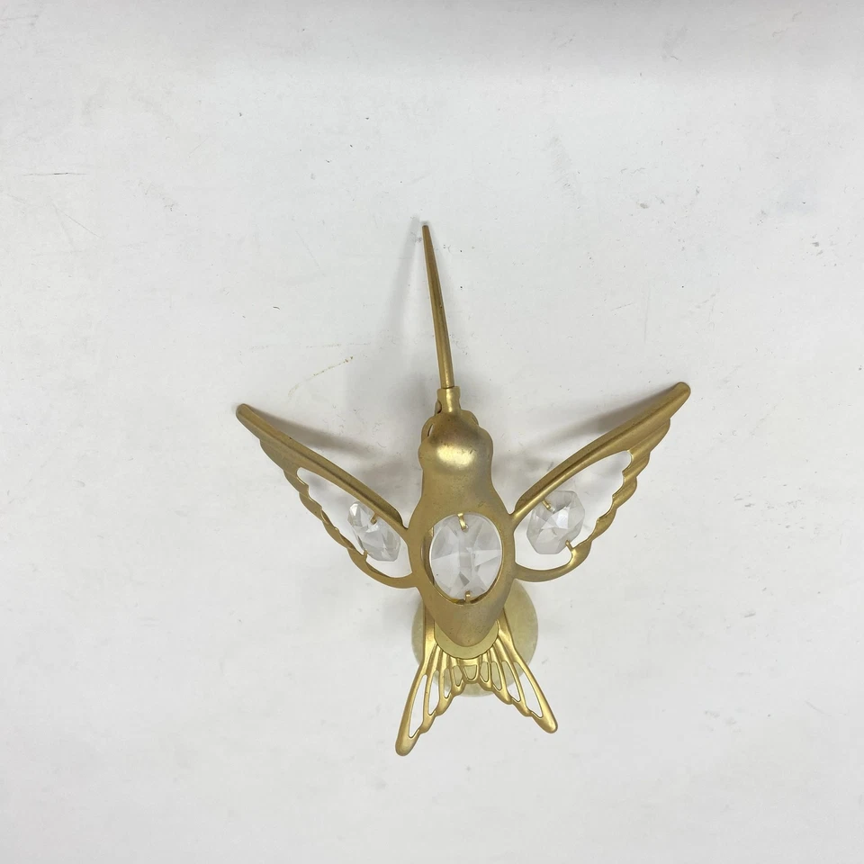 Estatuilla de colibrí de latón vintage detalles de cristal ventosa adorno decoración Foto 2 de 4