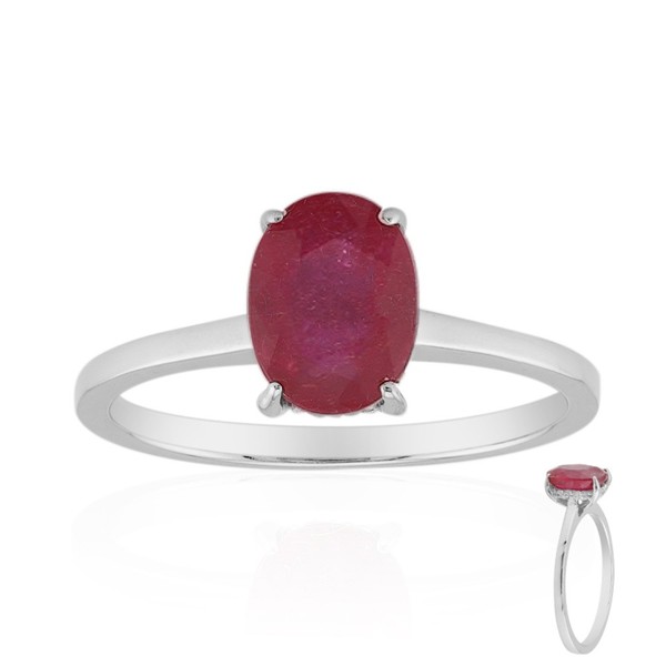 Cavill Rubinring 1,56Ct Ovalschliff Silber 925 Platiniert Damenring Rot--image