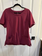 Infinity Women's Wine Solid Scrub Top Medical Solid Pattern with pants