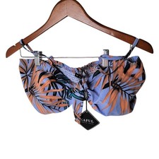 Zaful Forever Young Bikini Top US Size 10 Tropical Print NWT Ruched Back