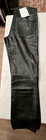 KHAITE Women’s Black Leather Pants Solid Flat Front Zip/Button Pockets — photo 1