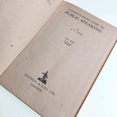 Common Sense Guide to Public Speaking Finn 1945 Hardback Book EX-LIBRARY 