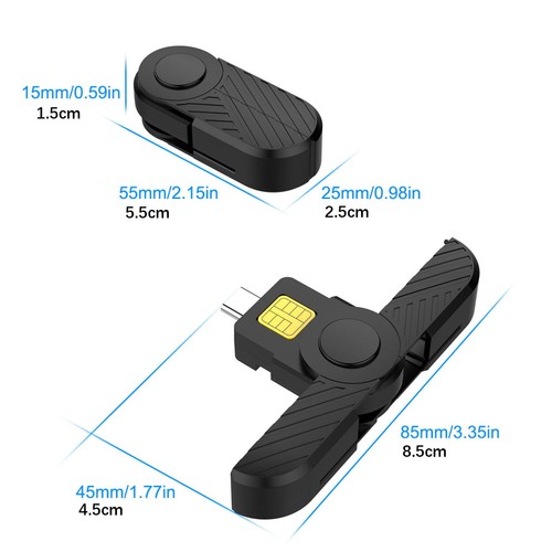Foldable DOD Type C Common Access CAC SIM / IC Bank Chip Smart Card Reader - Afbeelding 8 van 13