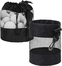 Grevosea 2 Pcs Golf Balls Storage Bag, Pouch 14cm x x 16.5cm, Black 