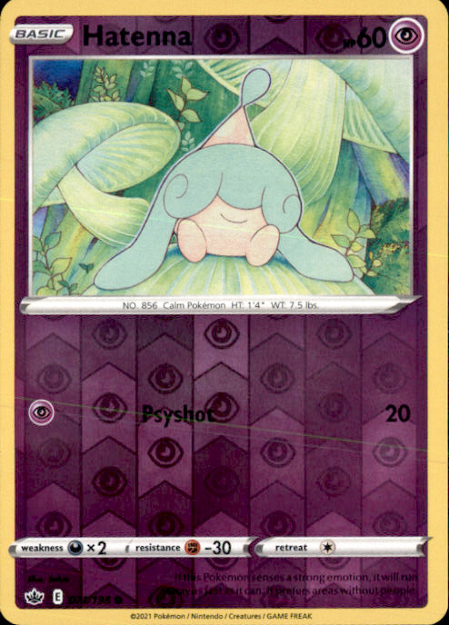 Hatenna Reverse Holo Common SWSH06: Chilling Reign 071/198 NM Sekio 2021