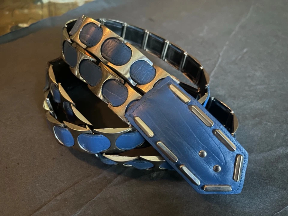 "Cinturón de metal boho hippie punk de colección años 70 para mujer 36"" hecho en EE. UU." Foto 2 de 4