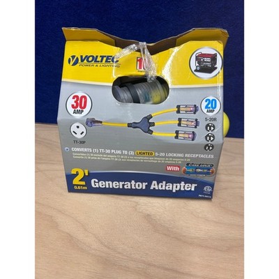 Voltec TT30P Generator Adapter 30 Amp 2 Foot 3 Outlet 5-20R Locking Receptacles
