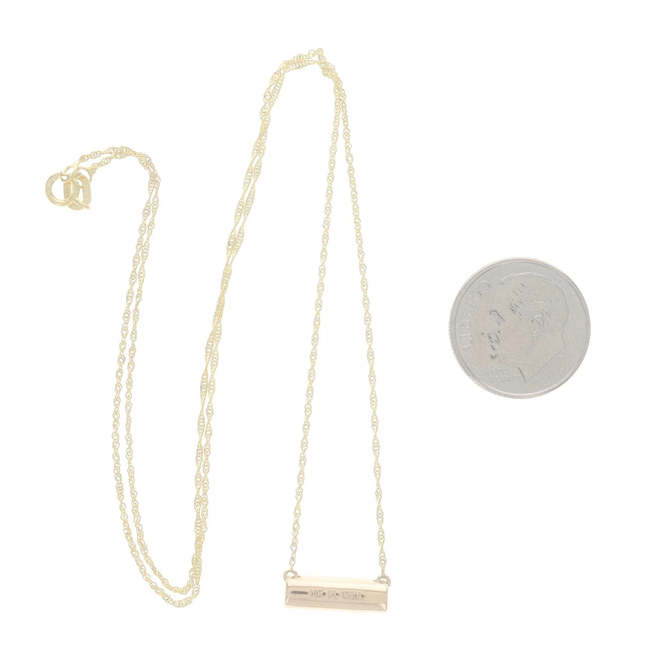 Collar Barra Diamante Oro Amarillo 17 3/4" - 10k Rnd & Baguette Canal .37ctw Foto 3 de 4