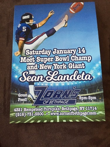 SEAN LANDETA NY GIANTS SUPER BOWL CHAMPION FUTURE H.O.F PUNTER With Proof - Picture 4 of 6